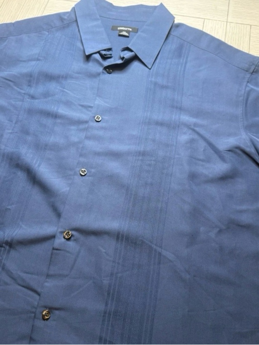 Claiborne-Men’s Short Sleeve Rayon Poly Button Down Shirt Blue 2XL Resortwear